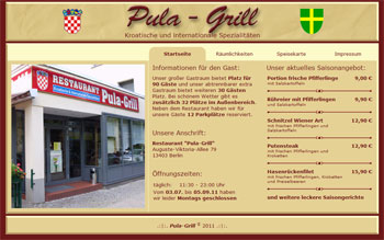 Screenshot der Startseite von "pula-grill.de"